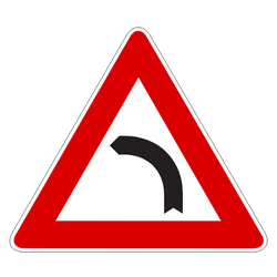 Curve In Road To The Left Ahead