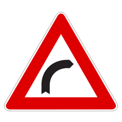 Curve In Road To The Right Ahead