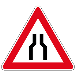 Road Narrows On Both Sides Ahead