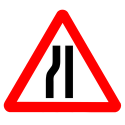 Road Narrows On Left Ahead