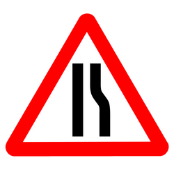 Road Narrows On Right Ahead