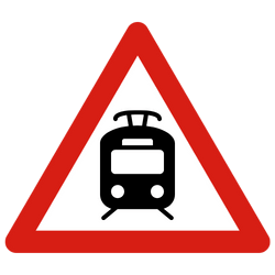 Tram Or Railway Crossing Ahead