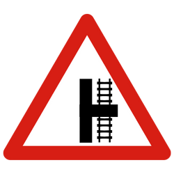 Tram Or Railway Crossing To The Right