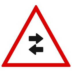 Two Way Traffic Crosses One Way Road Ahead