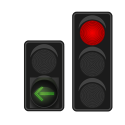 Stop In Red Direction May Proceed In Green Direction