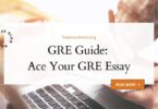 Close-up of a student focused on typing a well-structured GRE Analytical Writing essay on a laptop.